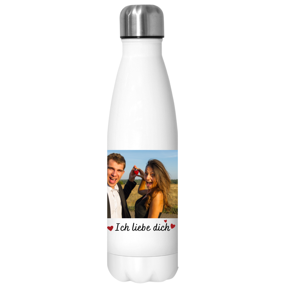 Thermo Flasche Mit Deinem Foto "Ich liebe dich" 1 + LCD-Kappe