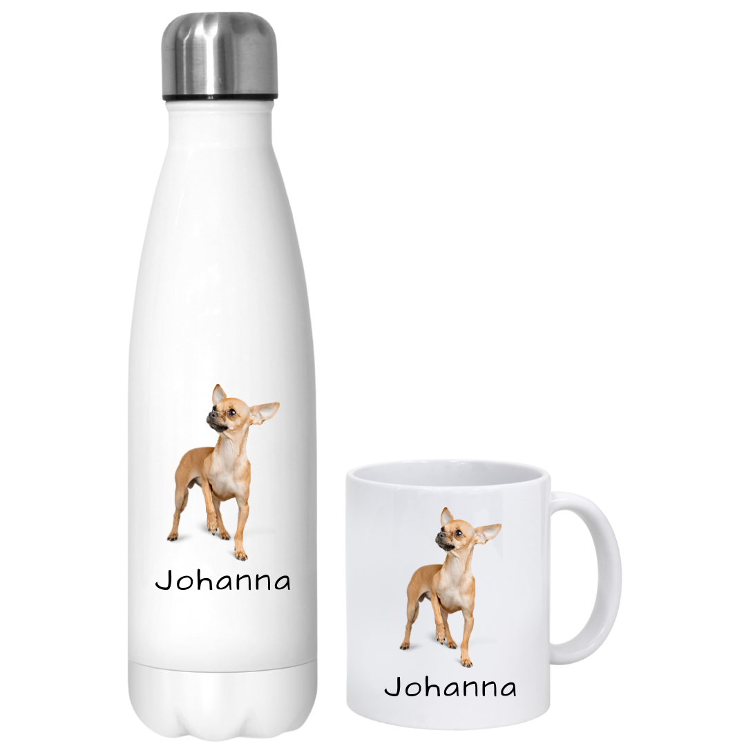 Thermo Flasche Und Tasse Mit Chihuahua+ LCD-Kappe