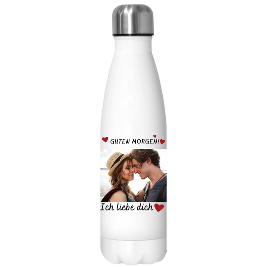 Thermo Flasche Mit Deinem Foto "Ich liebe dich" 2 + LCD-Kappe
