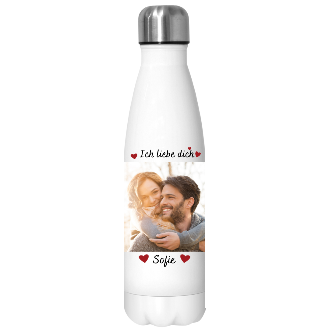 Thermo Flasche Mit Deinem Foto "Ich liebe dich" 3 + LCD-Kappe