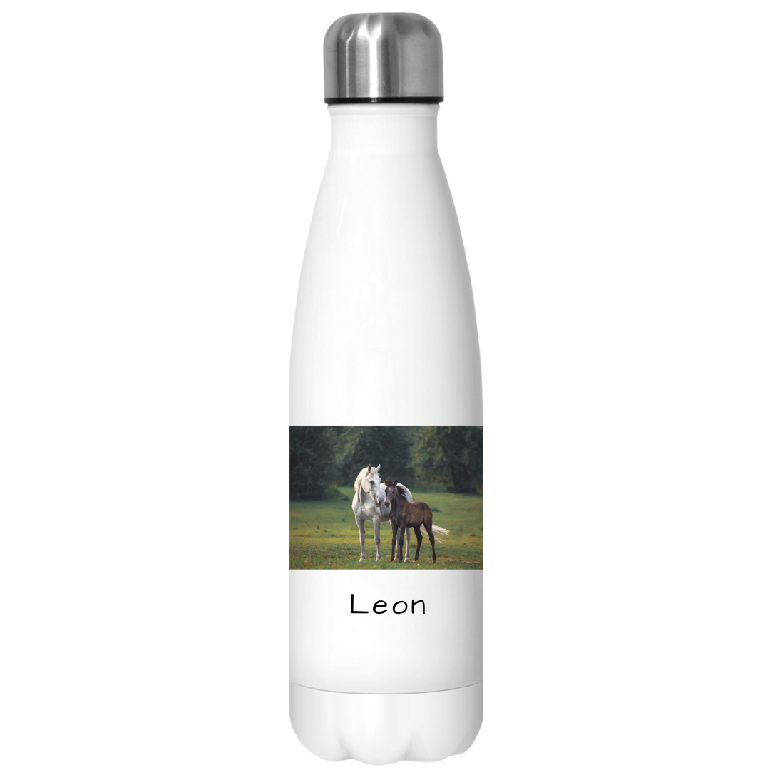 Thermo Flasche Mit Pferd & Fohlen + LCD-Kappe